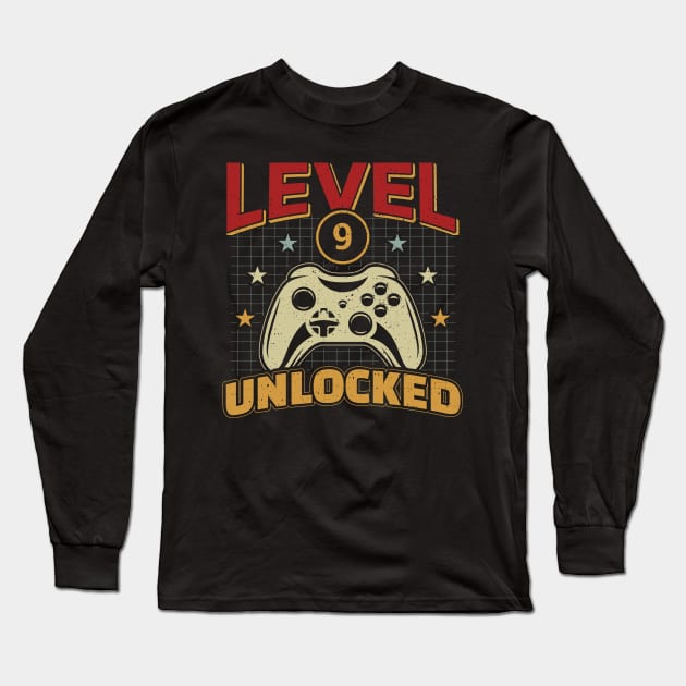 9th Birthday Level 9 Unlocked Video Game Gamer Long Sleeve T-Shirt by aneisha